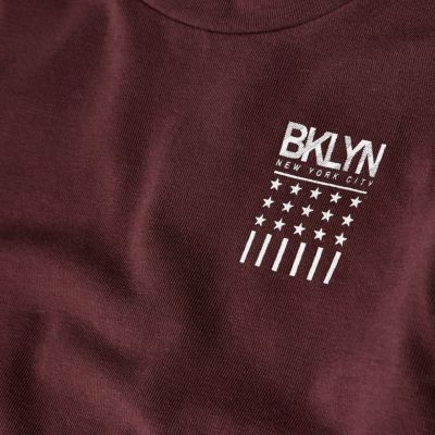 Mini boys burgundy &#39;Bklyn&#39; print T-shirt